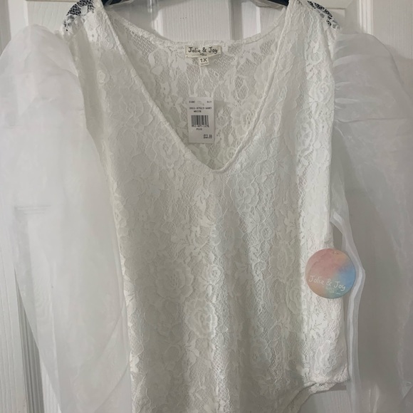 White Plus Size Bodysuit - Picture 1 of 3